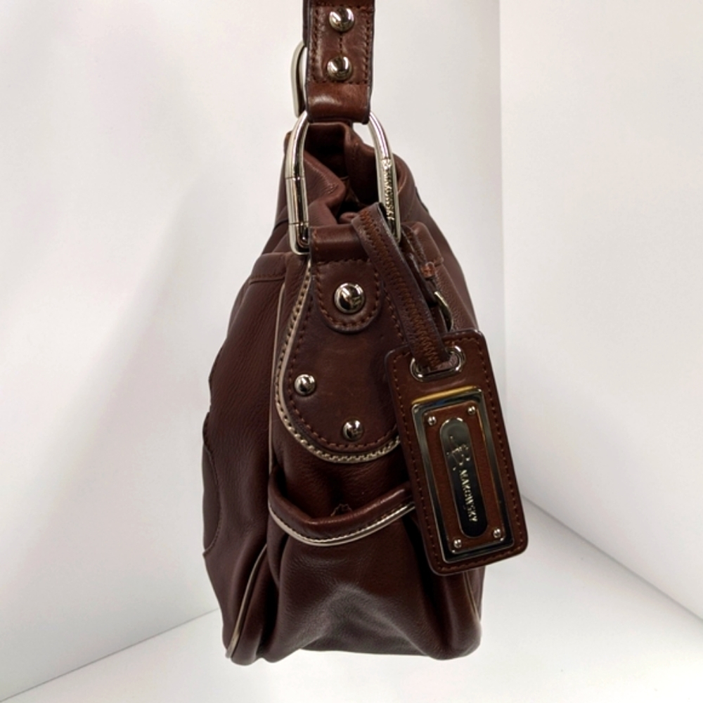 B. Makowsky Brown Leather Shoulder Bag - Picture 2 of 6